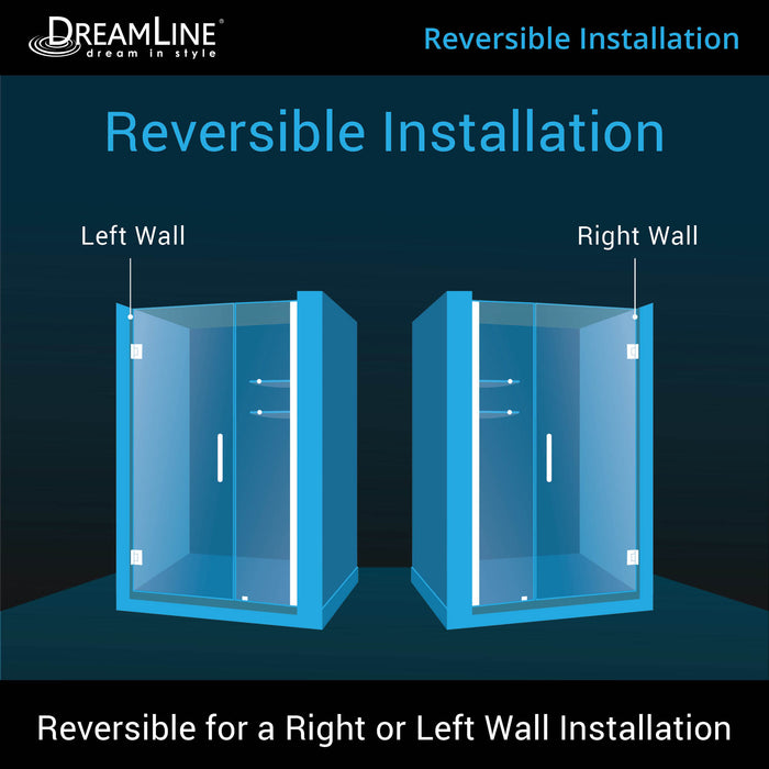 DreamLine SHDR-20417210S-04 Unidoor 41-42"W x 72"H Frameless Hinged Shower Door with Shelves in Brushed Nickel - Bath4All
