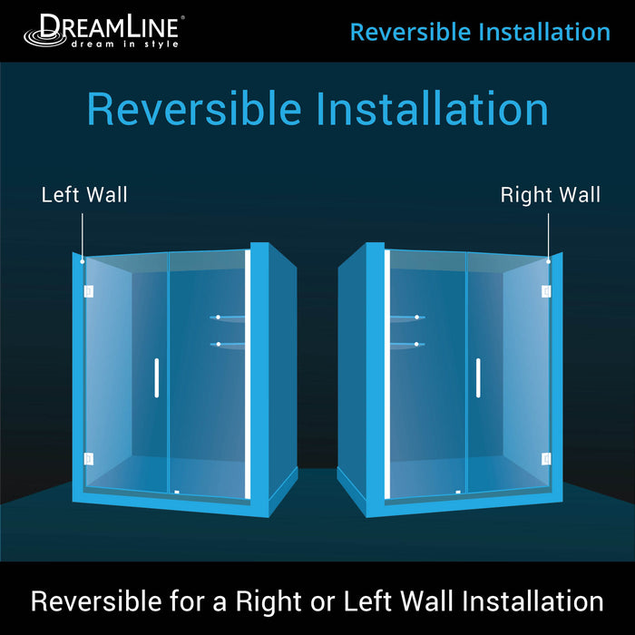 DreamLine SHDR-20597210S-04 Unidoor 59-60"W x 72"H Frameless Hinged Shower Door with Shelves in Brushed Nickel - Bath4All