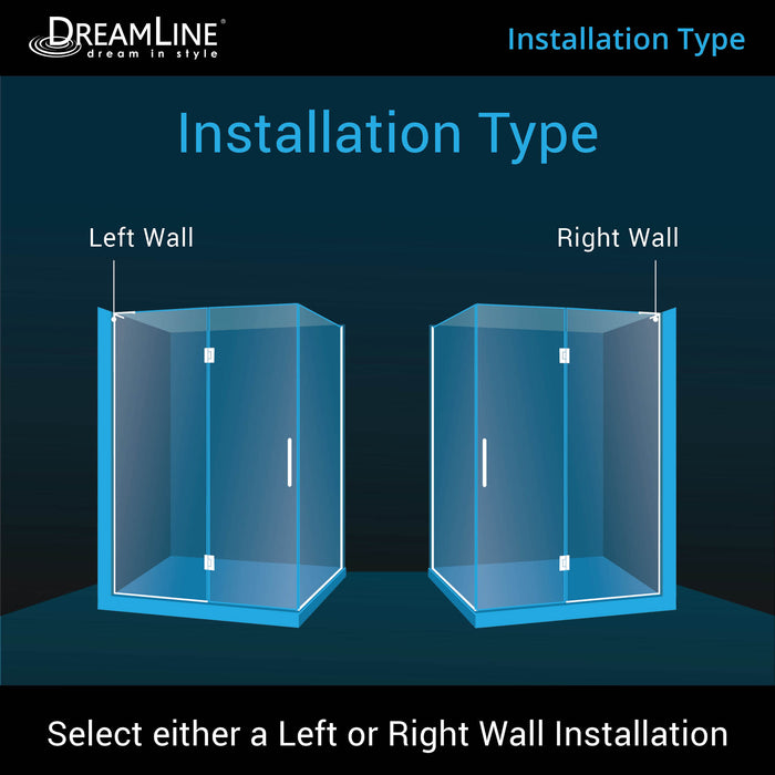DreamLine E32334R-09 Unidoor-X 47 3/8"W x 34"D x 72"H Frameless Hinged Shower Enclosure in Satin Black