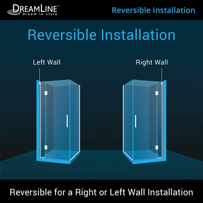 DreamLine E12334-01 Unidoor-X 29 3/8"W x 34"D x 72"H Frameless Hinged Shower Enclosure in Chrome