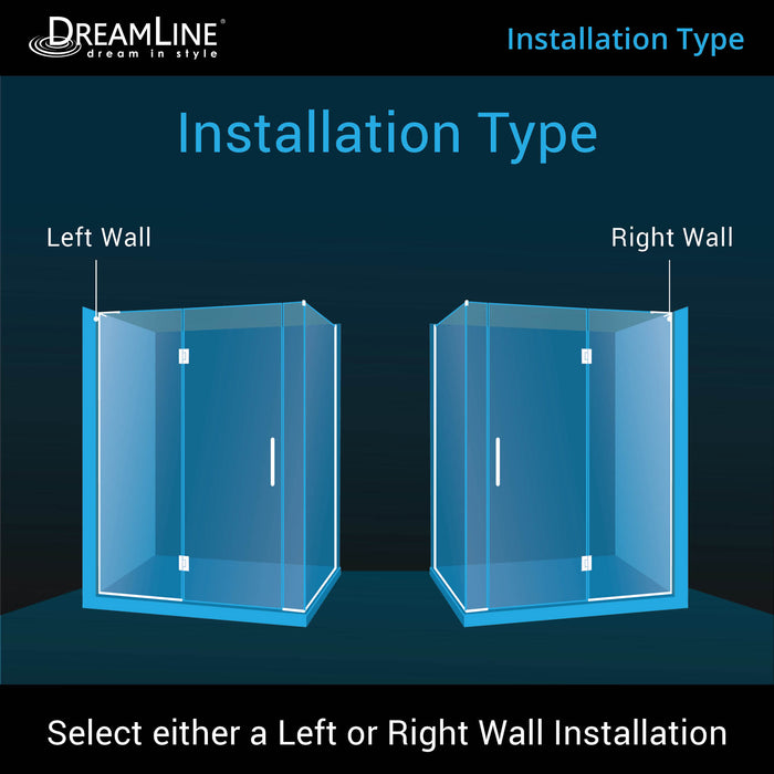 DreamLine E3300630R-09 Unidoor-X 60"W x 30 3/8"D x 72"H Frameless Hinged Shower Enclosure in Satin Black