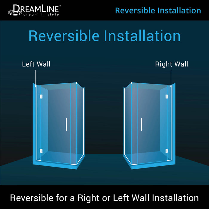 DreamLine E12306534-04 Unidoor-X 35 1/2"W x 34 3/8"D x 72"H Frameless Hinged Shower Enclosure in Brushed Nickel