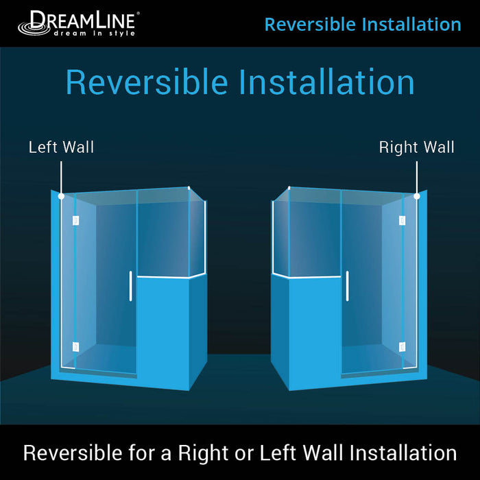 DreamLine E123303430-09 Unidoor-X 59"W x 30 3/8"D x 72"H Frameless Hinged Shower Enclosure in Satin Black