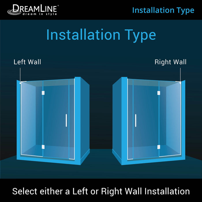 DreamLine D3231472L-09 Unidoor-X 61-61 1/2"W x 72"H Frameless Hinged Shower Door in Satin Black