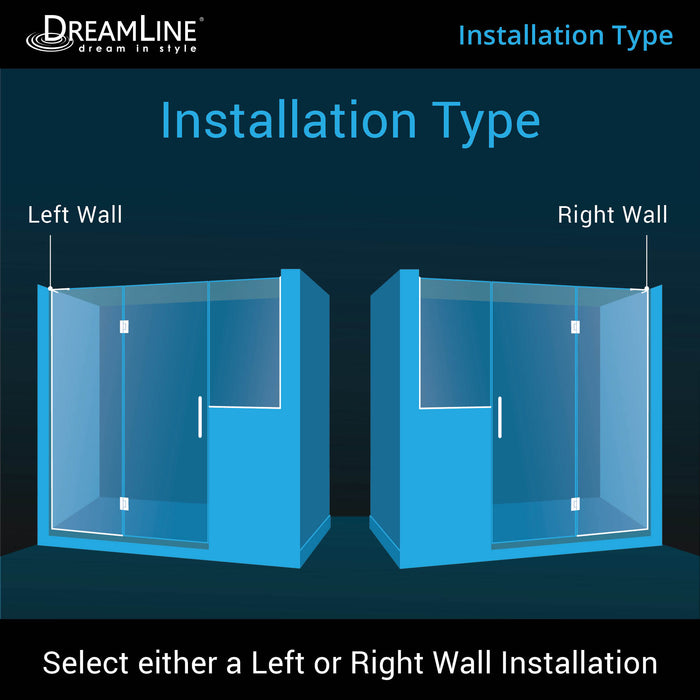 DreamLine D3242434L-01 Unidoor-X 72-72 1/2"W x 72"H Frameless Hinged Shower Door in Chrome