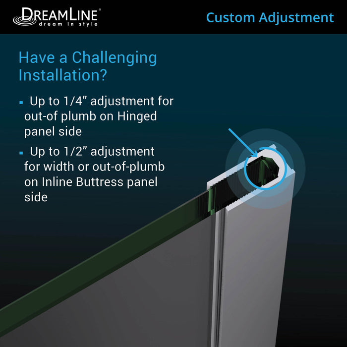 DreamLine D1273634-09 Unidoor-X 69-69 1/2"W x 72"H Frameless Hinged Shower Door in Satin Black