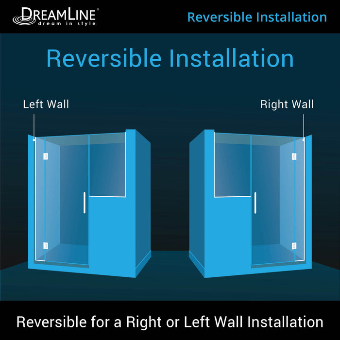 DreamLine D1273634-09 Unidoor-X 69-69 1/2"W x 72"H Frameless Hinged Shower Door in Satin Black