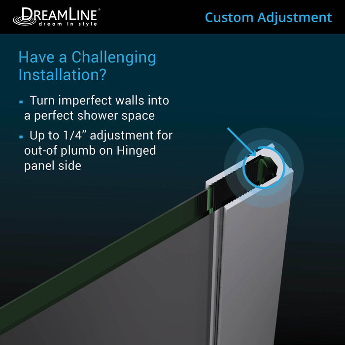 DreamLine D32872R-09 Unidoor-X 52"W x 72"H Frameless Hinged Shower Door in Satin Black