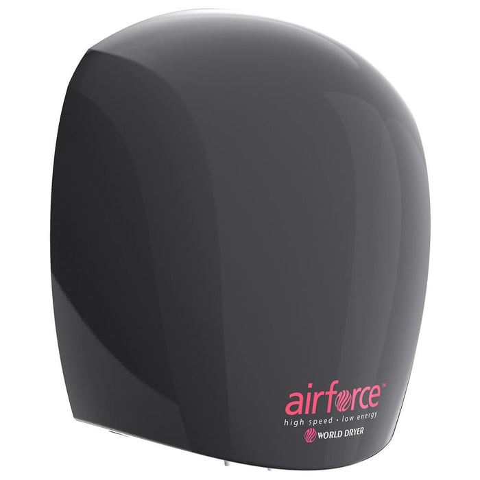 World Dryer J-162A3 Airforce Hi-Speed Energy-Efficient Hand Dryer, Quiet, Aluminum with Black Finish