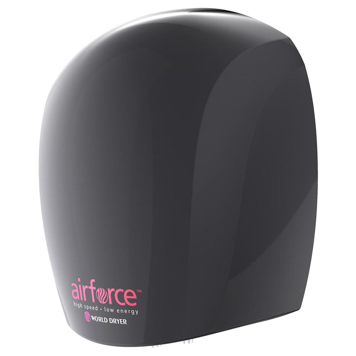 World Dryer J-162A3 Airforce Hi-Speed Energy-Efficient Hand Dryer, Quiet, Aluminum with Black Finish