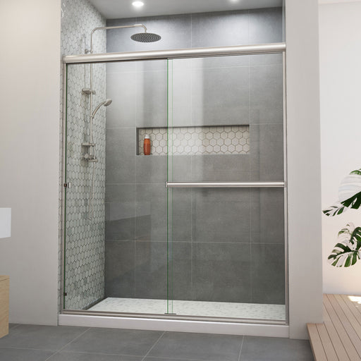 DreamLine SDAB60W700VXX04 Alliance Pro BG Semi-Frameless Sliding Shower Door in Brushed Nickel