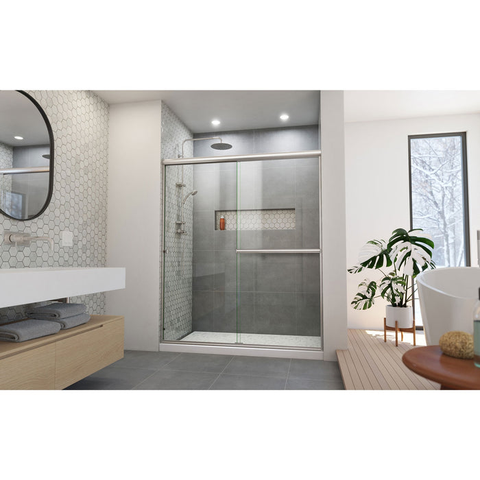 DreamLine SDAB60W700VXX04 Alliance Pro BG 56-60"W x 70 3/8"H Semi-Frameless Sliding Shower Door in Brushed Nickel