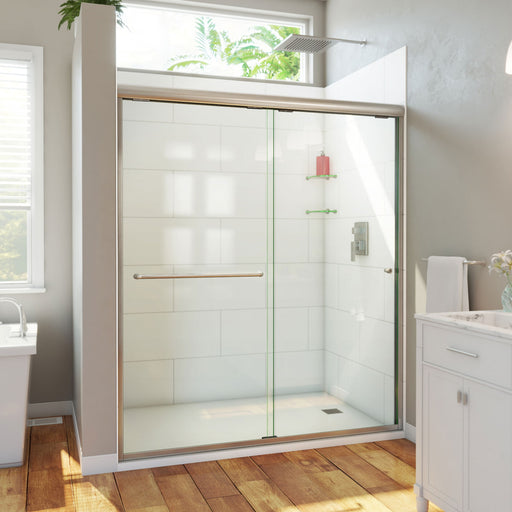 DreamLine SDAH60W700VXX04 Alliance Pro HV Semi-Frameless Sliding Shower Door in Brushed Nickel