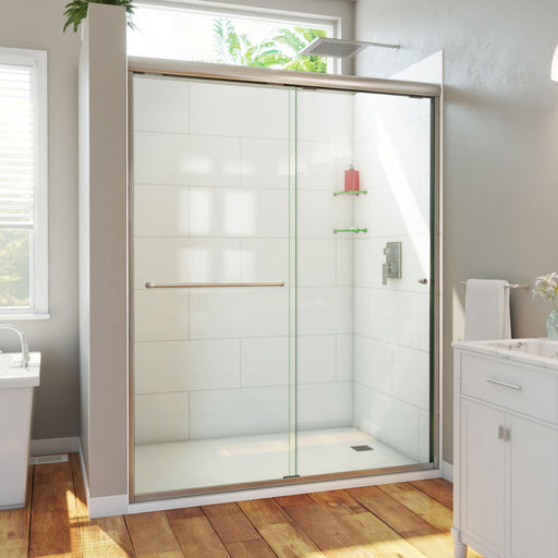 DreamLine SDAH60W760VXX04 Alliance Pro HV Semi-Frameless Sliding Shower Door in Brushed Nickel