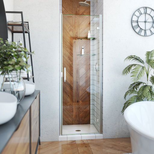 DreamLine SDA224W720VMX04 Alliance Swing Semi-Frameless Swing Shower Door in Brushed Nickel, Clear Glass