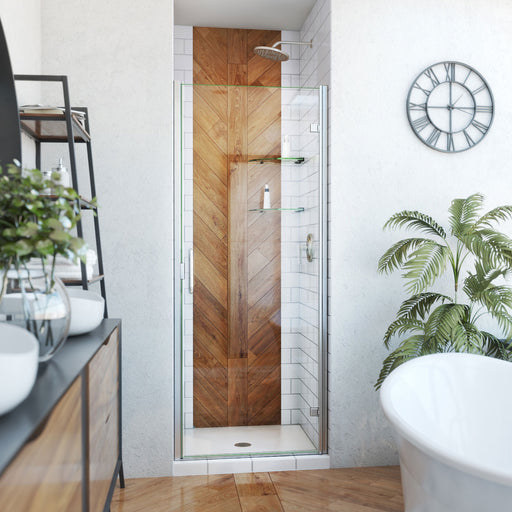 DreamLine SDA230W720VMX04 Alliance Swing Semi-Frameless Swing Shower Door in Brushed Nickel, Clear Glass