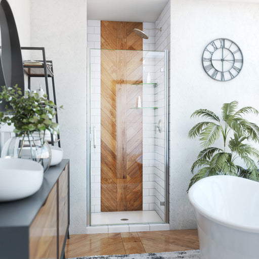 DreamLine SDA233W720VMX04 Alliance Swing Semi-Frameless Swing Shower Door in Brushed Nickel, Clear Glass