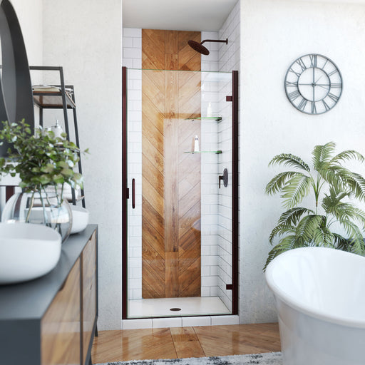 DreamLine SDA233W720VMX06 Alliance Swing Semi-Frameless Swing Shower Door in Oil Rubbed Bronze, Clear Glass
