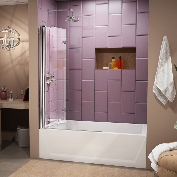 DreamLine SHDR-3636580-01 Aqua Fold 36"W x 58"H Frameless Bi-Fold Tub Door in Chrome - Bath4All