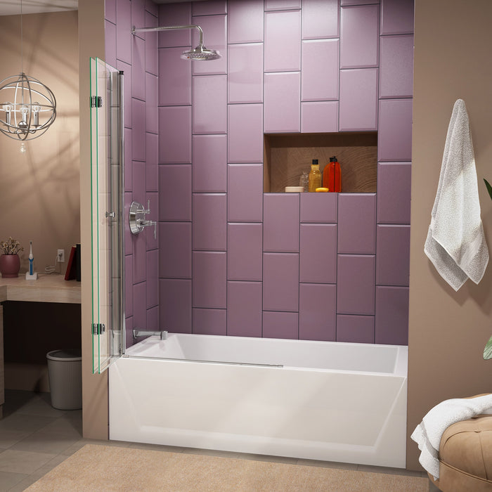 DreamLine SHDR-3636580-01 Aqua Fold 36"W x 58"H Frameless Bi-Fold Tub Door in Chrome - Bath4All