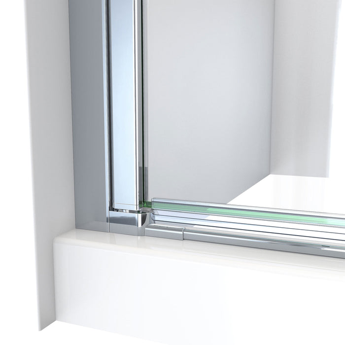 DreamLine DL-6529QC-22-01 Aqua-Q Fold 32" D x 32" W x 74 3/4" H Frameless Bi-Fold Shower Door in Chrome with Biscuit Base Kit