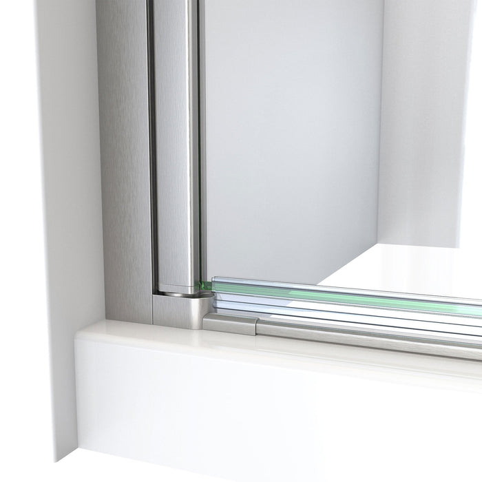 DreamLine DL-6527QC-88-04 Aqua-Q Fold 32" D x 32" W x 76 3/4" H Frameless Bi-Fold Shower Door in Brushed Nickel with Black Base and Walls Kit