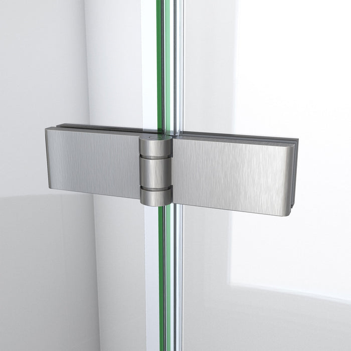 DreamLine DL-6527QC-22-04 Aqua-Q Fold 32" D x 32" W x 76 3/4" H Frameless Bi-Fold Shower Door in Brushed Nickel with Biscuit Base and Walls Kit