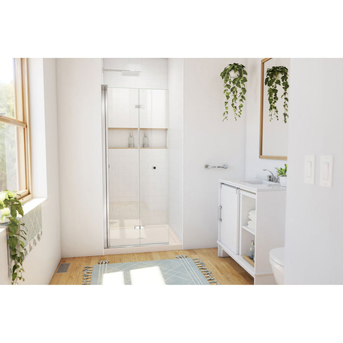 DreamLine DL-6529QC-22-01 Aqua-Q Fold 32" D x 32" W x 74 3/4" H Frameless Bi-Fold Shower Door in Chrome with Biscuit Base Kit