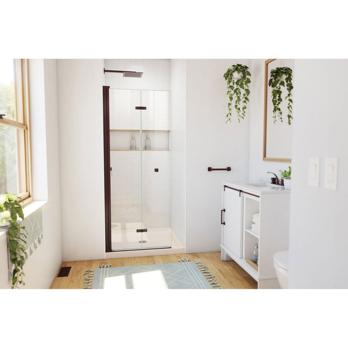 DreamLine DL-6528QC-22-06 Aqua-Q Fold 36" D x 36" W x 74 3/4" H Frameless Bi-Fold Shower Door in Oil Rubbed Bronze with Biscuit Base Kit