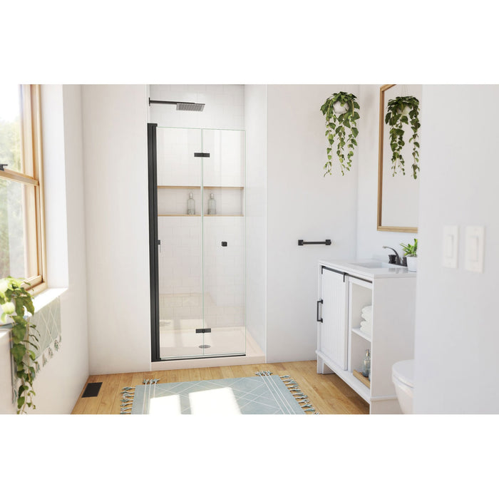 DreamLine DL-6528QC-22-09 Aqua-Q Fold 36" D x 36" W x 74 3/4" H Frameless Bi-Fold Shower Door in Satin Black with Biscuit Base Kit