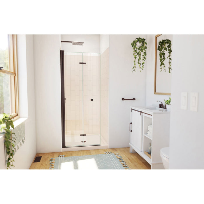 DreamLine DL-6527QC-22-06 Aqua-Q Fold 32" D x 32" W x 76 3/4" H Frameless Bi-Fold Shower Door in Oil Rubbed Bronze with Biscuit Kit