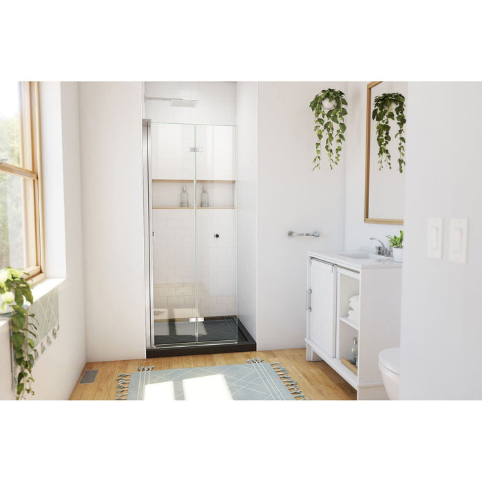 DreamLine DL-6529QC-88-01 Aqua-Q Fold 32" D x 32" W x 74 3/4" H Frameless Bi-Fold Shower Door in Chrome with Black Base Kit