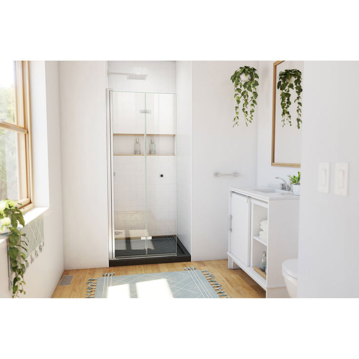 DreamLine DL-6528QC-88-04 Aqua-Q Fold 36" D x 36" W x 74 3/4" H Frameless Bi-Fold Shower Door in Brushed Nickel with Black Base Kit