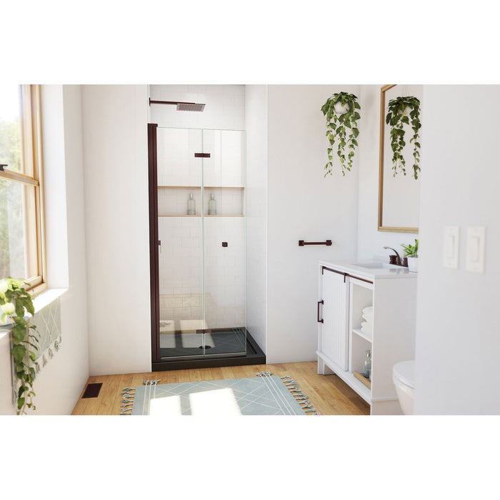 DreamLine DL-6528QC-88-06 Aqua-Q Fold 36" D x 36" W x 74 3/4" H Frameless Bi-Fold Shower Door in Oil Rubbed Bronze with Black Base Kit