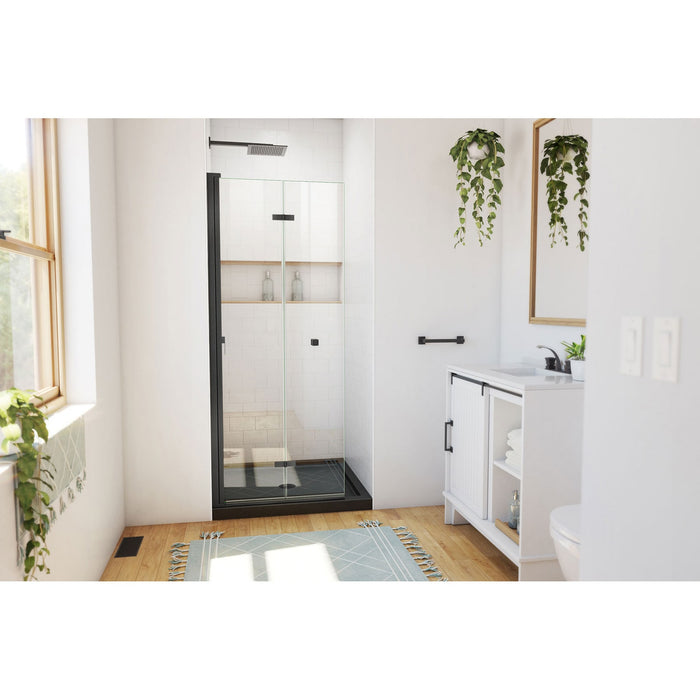 DreamLine DL-6529QC-88-09 Aqua-Q Fold 32" D x 32" W x 74 3/4" H Frameless Bi-Fold Shower Door in Satin Black with Black Base Kit