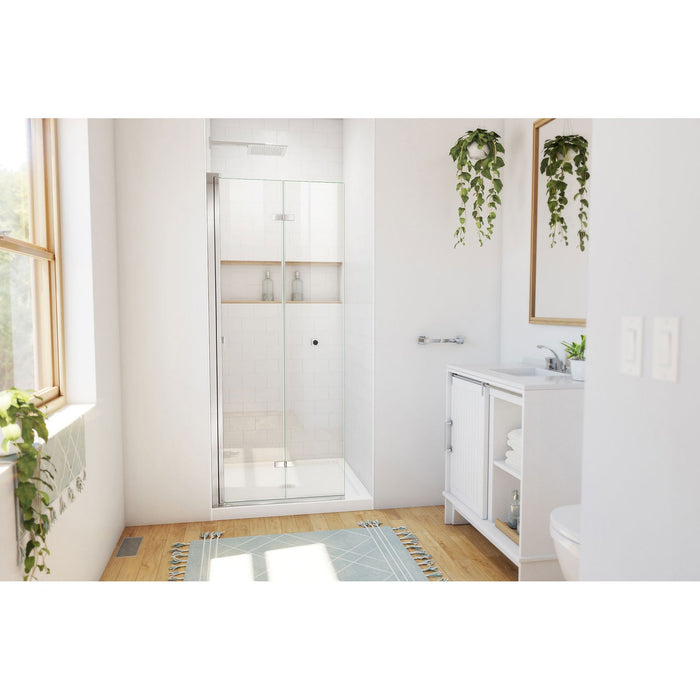 DreamLine DL-6528QC-01 Aqua-Q Fold 36" D x 36" W x 74 3/4" H Frameless Bi-Fold Shower Door in Chrome with White Base Kit