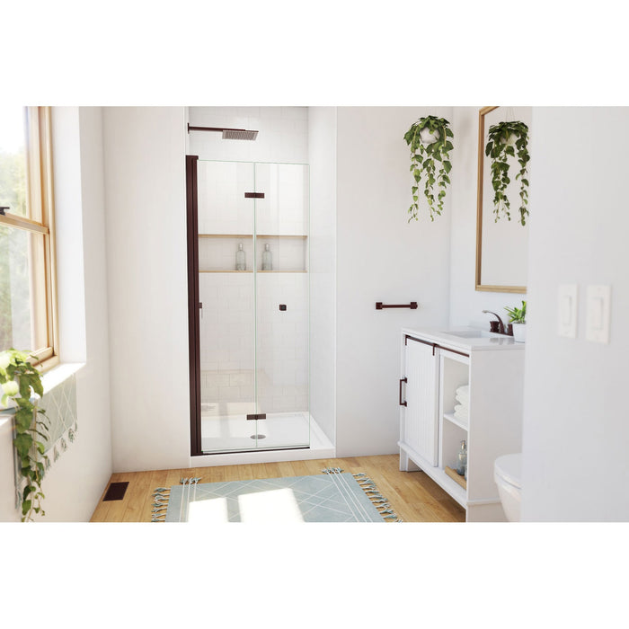 DreamLine DL-6528QC-06 Aqua-Q Fold 36" D x 36" W x 74 3/4" H Frameless Bi-Fold Shower Door in Oil Rubbed Bronze with White Base Kit