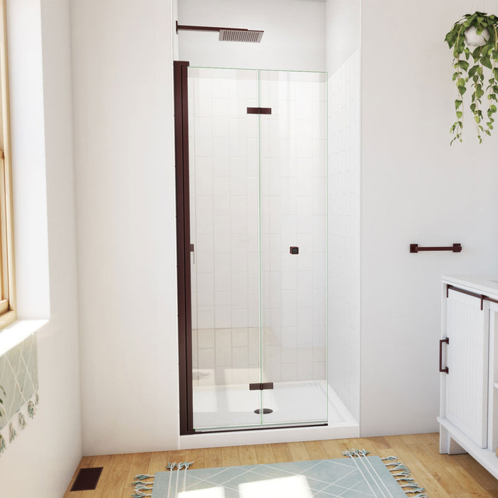 DreamLine DL-6527QC-06 Aqua-Q Fold 32" D x 32" W x 76 3/4" H Frameless Bi-Fold Shower Door in Oil Rubbed Bronze with White Kit