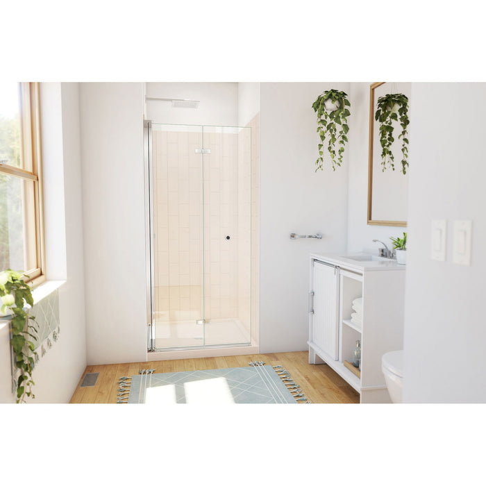 DreamLine DL-6526QC-22-01 Aqua-Q Fold 36" D x 36" W x 76 3/4" H Frameless Bi-Fold Shower Door in Chrome with Biscuit Base and Walls Kit