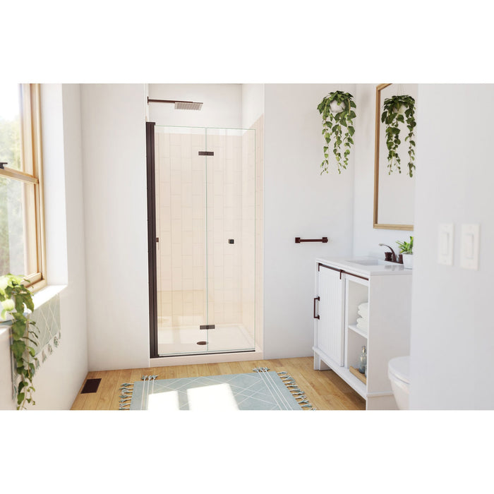 DreamLine DL-6526QC-22-06 Aqua-Q Fold 36" D x 36" W x 76 3/4" H Frameless Bi-Fold Shower Door in Oil Rubbed Bronze with Biscuit Kit