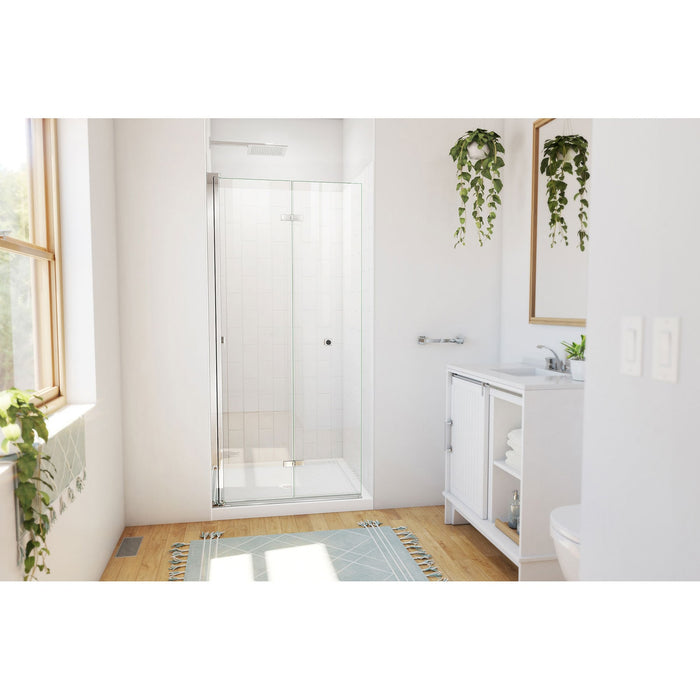 DreamLine DL-6526QC-01 Aqua-Q Fold 36" D x 36" W x 76 3/4" H Frameless Bi-Fold Shower Door in Chrome with White Base and Walls Kit