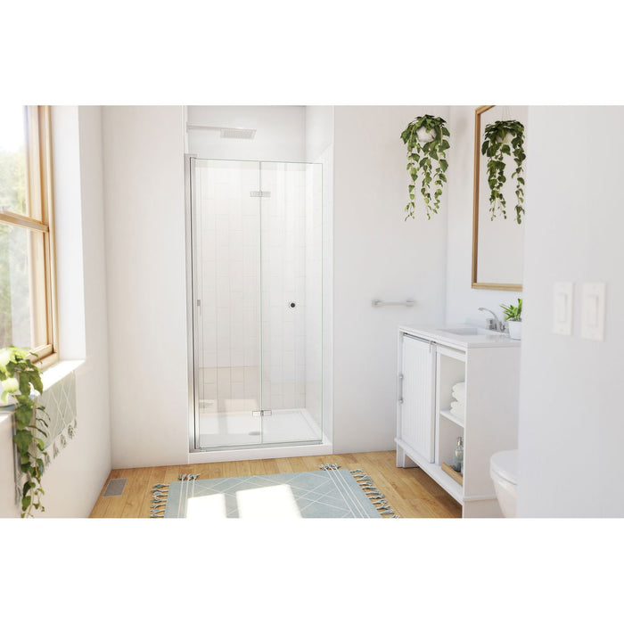 DreamLine DL-6526QC-04 Aqua-Q Fold 36" D x 36" W x 76 3/4" H Frameless Bi-Fold Shower Door in Brushed Nickel with White Base and Walls Kit