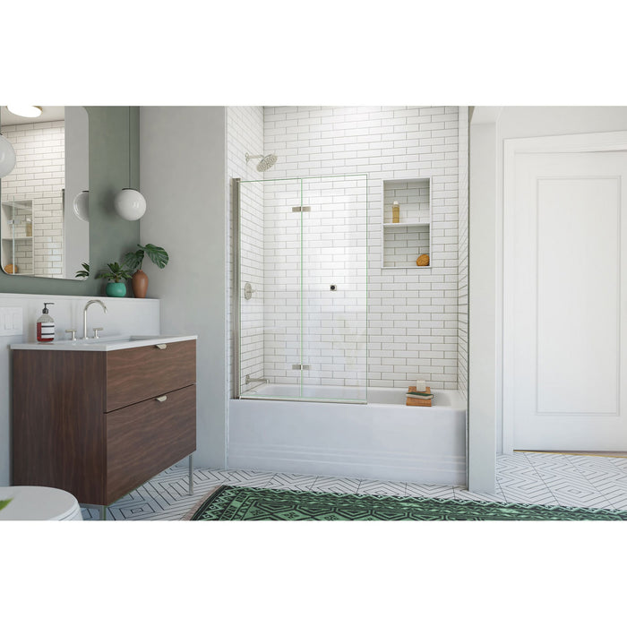 DreamLine SD-363658Q-04 Aqua-Q Fold 36" W x 58" H Frameless Bi-Fold Tub Door in Brushed Nickel