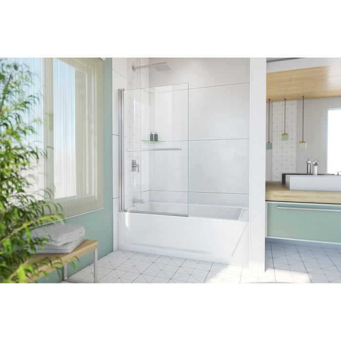 DreamLine SD-373458Q-04 Aqua-Q Swing 34" W x 58" H Frameless Tub Door in Brushed Nickel
