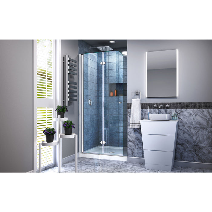DreamLine DL-6528C-01 Aqua Fold 36"D x 36"W x 74 3/4"H Frameless Bi-Fold Shower Door in Chrome with White Base Kit