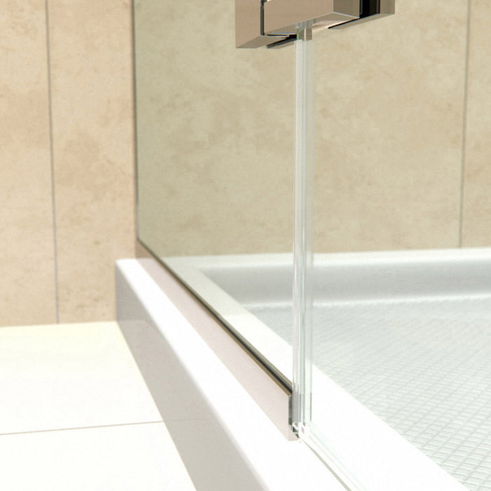 DreamLine DL-6520L-22-01 Aqua Ultra 30"D x 60"W x 74 3/4"H Frameless Shower Door in Chrome and Left Drain Biscuit Base Kit