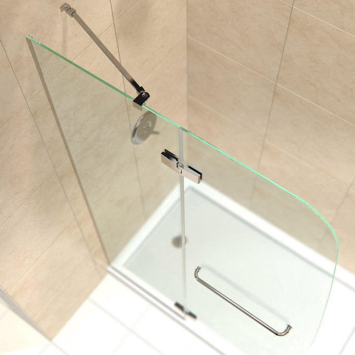 DreamLine DL-6523L-22-04 Aqua Ultra 36"D x 60"W x 74 3/4"H Frameless Shower Door in Brushed Nickel and Left Drain Biscuit Base Kit