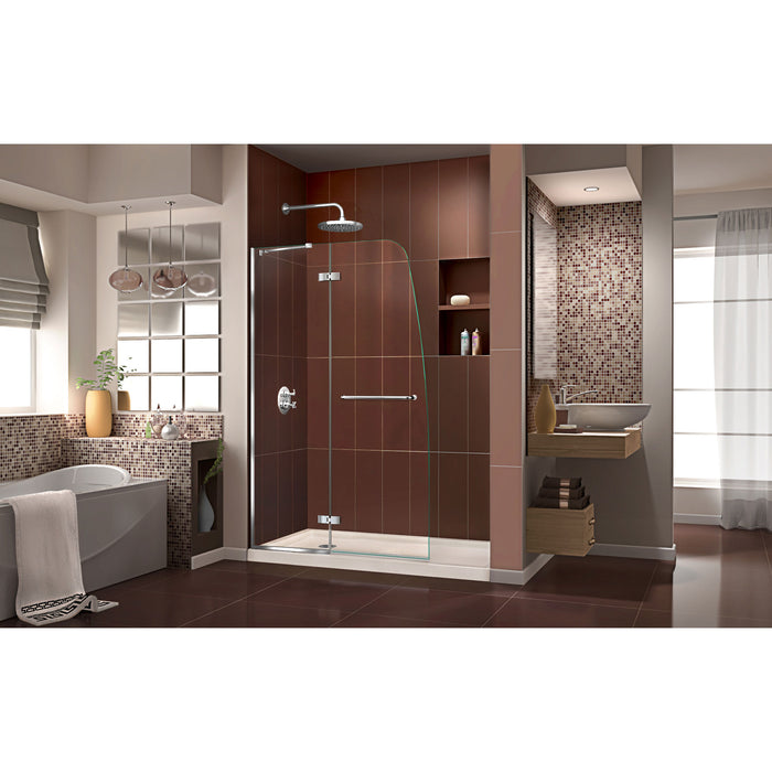 DreamLine DL-6520L-22-01 Aqua Ultra 30"D x 60"W x 74 3/4"H Frameless Shower Door in Chrome and Left Drain Biscuit Base Kit