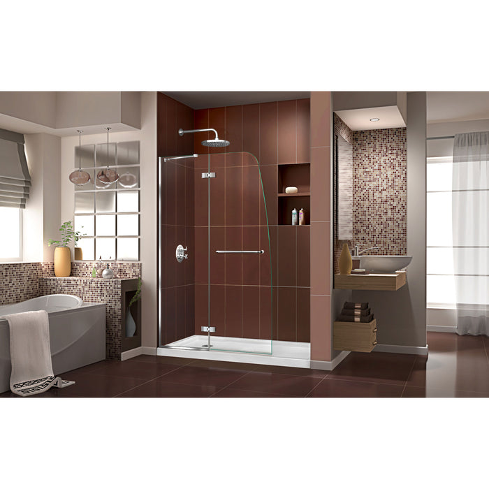 DreamLine DL-6520L-01CL Aqua Ultra 30"D x 60"W x 74 3/4"H Frameless Shower Door in Chrome and Left Drain White Base Kit