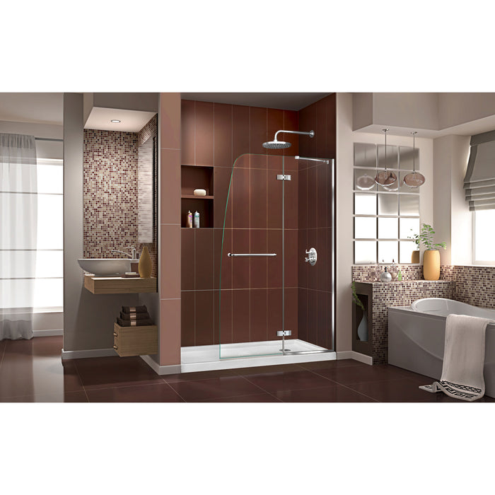 DreamLine DL-6520R-01CL Aqua Ultra 30"D x 60"W x 74 3/4"H Frameless Shower Door in Chrome and Right Drain White Base Kit
